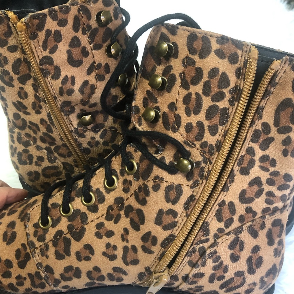 Mia Miki Leopard Print Lace Up Combat Boot - Picture 15 of 16
